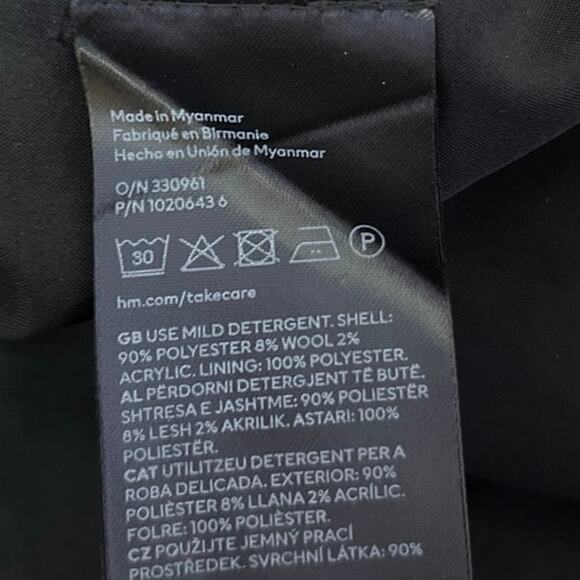 H&M Women's Gray Wool Sleeveless Herringbone Deep V-Neck Mini Vest Tank Dress S - Picture 6 of 6